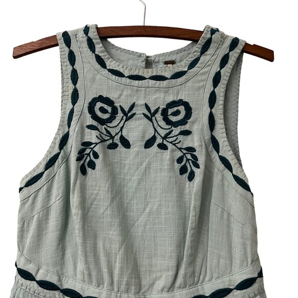Free People Womens Blue Birds of a Feather Fit Flare Mini Dress Size 0 - Picture 3 of 7